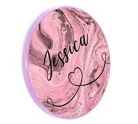 Personalised Wireless Charger For Qi Enabled Phones, Pink Swirl Marble Pink Edge Wireless Charger with Heart Name, Marble Wireless Charger