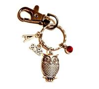 Personalised Wise Owl Keychain with Initial & Birthstone, Owl Lover Keychain, Birdwatcher Keyring, Animal Lover Bag Charm, Graduate Keychain