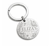 Personalised Witch Keyring Engraved Botanical Witchy Apothecary Gift