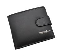 Personalised with a Message 757 Passenger Plane Aircraft Design Black Leather Bi-Fold Wallet, Presented in a Gift Box