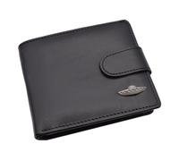 Personalised with a Message, English Pewter Sci-Fi UFO Design Black Leather Bi-Fold Wallet, Presented in a Gift Bag