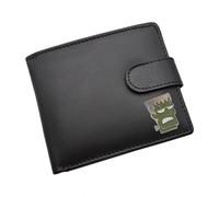 Personalised with a Message, Frankenstein Monster Design Black Leather Bi-Fold Wallet, Presented in a Gift Box