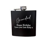 Personalised with a Message, Grandad Design Hip Flask, Matt Black Stainless Steel, 6oz, Gift Box Included