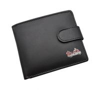 Personalised with a Message Red Touring Motorbike Motorcycle Design Black Leather Bi-Fold Wallet, Presented in a Gift Box