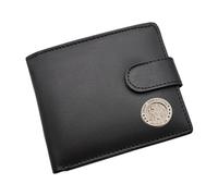 Personalised with a Message, St Christopher Design Black Leather Bi-Fold Wallet, Presented in a Gift Box