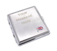 Personalised with a Message, Wave UK Union Jack Flag Design Brushed Metal King Size Cigarette Case