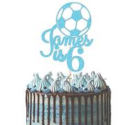 Personalised with Any Name Any Age Football Lovers Cake Topper for Son Daddy Custom Happy Birthday Cake Decoration Multicolour Glitter Card 6th 8th 10th 13 16 18 21 30 40 50 60 (Ocean blue)