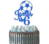 Personalised with Any Name Any Age Football Lovers Cake Topper for Son Daddy Custom Happy Birthday Cake Decoration Multicolour Glitter Card 6th 8th 10th 13 16 18 21 30 40 50 60 (Royal blue)