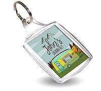 Personalised with ANY NAME Caravan Metal Photo Insert Keyring Present for Him or Her, Happy Campers, Friend, Family, Birthday, Vacation, Holiday.
