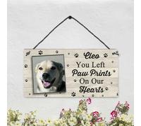 Personalised with Any Name Photo Acrylic Plaque Dog Lovers Gift Christmas Wall Hanging Sign Keepsake Gift for Pet Owners-You Left Paw Prints On Our Hearts