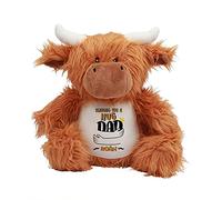 Personalised with ANY NAME Sending You A Hug Dad Long Distance present for Father's Day, Dad, Daddy, Step Dad, Grandad, Grandpa, Teddy Bear Plush Soft Toys. (Highland Cow)