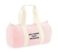 Personalised with Any Name Text Message Unisex Barrel Bag Holdall Zip Sports Bag Duffle Bag Weekend Travel Bag Gym Bag Training Handbag Fathers Day Yoga Bag for Men and Women. (Classic Red)