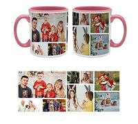 Personalised with Eight Photos/Multi Photo Printed Collage Mug, Novelty, Ceramic Pink Inside Colour Mug, Memorable Gift Ideas for Family, Friends, Birthday, Any Special Occasion. (8 Photos)