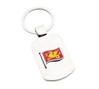 Personalised with Engraved Message, Metal Keyring with Wessex Ceremonial County England Wave Flag Design, in a Black Velvet Pouch