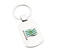 Personalised with Engraved Message, Metal Keyring with Wiltshire County England Wave Flag Design, in a Black Velvet Pouch