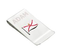 Personalised with Engraved Name Silver Plated Money Clip with Jersey Channel Islands Flag, in Gift Box