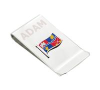 Personalised with Engraved Name Silver Plated Money Clip with Newbury Town England Flag, in Gift Box