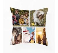 Personalised with Five Photos/Multi Photo Printed Collage Satin Throw Pillow/Cushion, Memorable present for Family, Friends, Birthday, Any Special Occasion. (Satin Cushion Cover With Insert, 5 Photos)