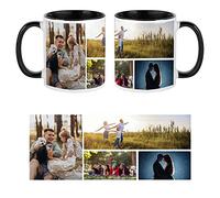 Personalised with Four Photos/Multi Photo Printed Collage Mug, Novelty, Ceramic Black Inside Colour Mug, Memorable Gift Ideas for Family, Friends, Birthday, Any Special Occasion. (4 Photos)