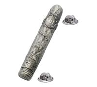 Personalised with Initials, English Handmade Pewter Cigar Lapel Pin Badge, Dual Butterfly Backing, with Gift Box, 55 x 7mm