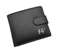 Personalised with Message Friesian Cow Design Black Leather Bi-Fold Wallet