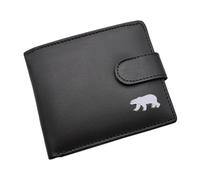 Personalised with Message Polar Bear Design Black Leather Bi-Fold Wallet
