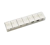Personalised with Message, Weekly Pill Organiser Box, Nickel-Plated Stainless Steel, 155 x 36 x 17mm, 7-Day Medicine Storage
