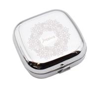 Personalised with Name, Floral Wreath Design Travel Alarm Clock with Quartz Movement, Chrome Case