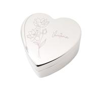 Personalised with Name, July Birthday Flower Water Lily Design Large Heart Trinket Box