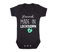 Personalised with Name - Made in Lockdown Baby Arrival Baby Grow Vest, 0-3 Months, Black