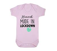 Personalised with Name - Made in Lockdown Baby Arrival Baby Grow Vest, 6-12 Months, Pastel Pink