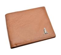 Personalised with Short Message, Leather Brown Bi-Fold Wallet with an English Pewter Space Rocket Design, Presented in a Gift Pouch