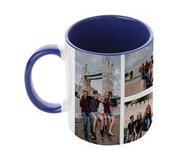 Personalised with Two Photos/Multi Photo Printed Collage Mug Memorable Gift Ideas for Family,Friends,Birthday Gift Coffee Tea 11oz Inside Coloured Ceramic Mug (4 Photo, Navy Blue)