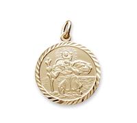 Personalised With Your Engraving 9ct Yellow Gold Plated on 0.925 Sterling Silver Round Diamond Cut 19mm St Christopher Pendant In Presentation Gift Box