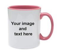 Personalised with Your own Image and Text Themed Funny 11 oz Ceramic Mug - Christmas Anniversary, Birthday, Teacher Gift. (Red Inside and Handle)