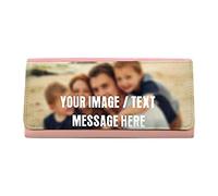 Personalised with Your own Image/Text/Message Themed Pink/Black Coloured Large Leather Purse with Presentation Box Mother’s Day/Birthday Present. (Pink)