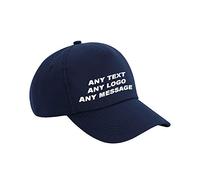 Personalised with Your own Text Any Name Message Logo Promote Your Business with Cotton Authentic 5 Panel Cap Mothers Day/Fathers Day Sports Jogging Gym Unisex Birthday (French Navy)