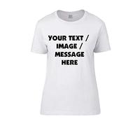 Personalised with Your own Text/Image/Any Name White Colour Women Short Sleeve Soft Touch Cotton T-Shirt (XL)