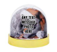 Personalised with Your own Text,Name,Image themed Photo Snow Globe Dome Glitter Shaker. (Gold)