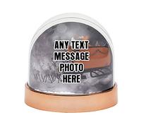 Personalised with Your own Text,Name,Image themed Photo Snow Globe Dome Glitter Shaker. (Rose Gold)