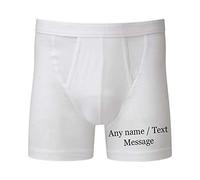 Personalised with Your own Text Name Message Themed Boxer Shorts Fantastic Gift for a Man Christmas Fathers Day or Any Romantic Occasion. (Extra Large 39-41 Inches (99-104 cm)) White