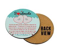 Personalised with your Photo/Name Soul Mate Quote Valentine’s Day Gift for Him/Her, Couple, Girlfriend, Boyfriend, Husband, Wife, Anniversary Tableware, Drinks, Coffee-Tea Coaster. (Round MDF Coaster)