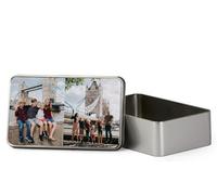 Personalised with Your Photos/Multi Photo Printed Collage, Memorable Gift Ideas for Family, Friends, Birthday, Rectangular shaped portable metal tin storage box. (2 Photo)