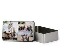Personalised with Your Photos/Multi Photo Printed Collage, Memorable Gift Ideas for Family, Friends, Birthday, Rectangular shaped portable metal tin storage box. (3 Photo)