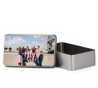Personalised with Your Photos/Multi Photo Printed Collage, Memorable Gift Ideas for Family, Friends, Birthday, Rectangular shaped portable metal tin storage box. (1 Photo)