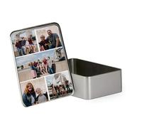 Personalised with Your Photos/Multi Photo Printed Collage, Memorable Gift Ideas for Family, Friends, Birthday, Rectangular shaped portable metal tin storage box. (5 Photo)