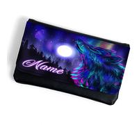 Personalised Wolf Tobacco Pouch Rolling Cigarette Baccy Case Wallet White Wolves Moon Smoking Gift KSU14