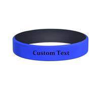 Personalised Women Men Silicone Wristbands - Custom Adults Engraved Bracelets with Text & Logo Customized Stretchable Comfy Sport Wrist Bands Gifts for her Waterproof (Blue - 19cm)