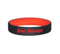 Personalised Women Men Silicone Wristbands - Custom Adults Engraved Bracelets with Text & Logo Customized Stretchable Comfy Sport Wrist Bands Gifts for her Waterproof (Red - 19cm)