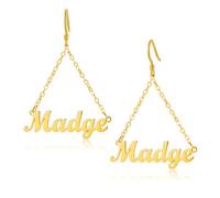 Personalised Womens Charm Earrings Sentimental Gift Sparkly Dangle Earring with Name for Grandma Nana Daughter Young Girl